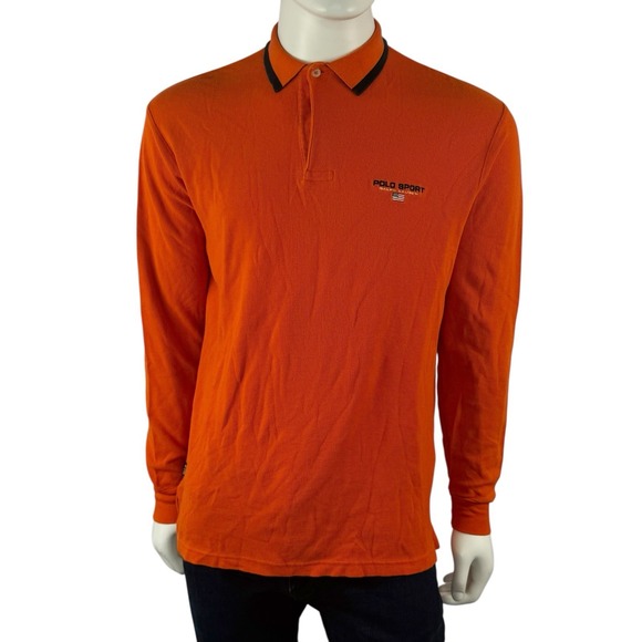 Polo Sport Other - VTG Polo Sport Ralph Lauren Long Sleeve Polo/Rugby Shirt Orange Size‎ Medium